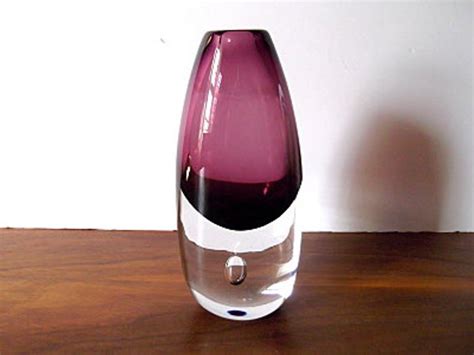 Midcentury Modern Afors Swedish Art Glass Vase Ernest Gordon Purple Amethyst Violet Glass