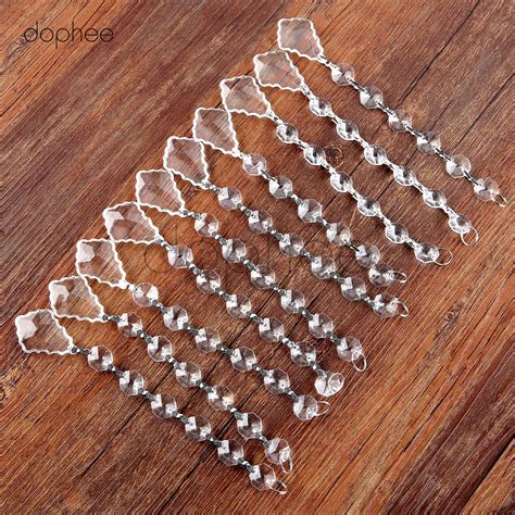Dophee 10 Strands Marriage Acrylic Crystal Beads 6 Clear Octagonal