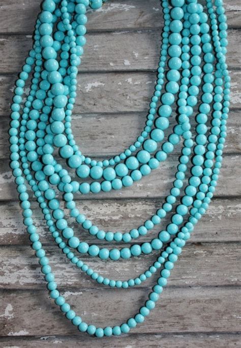 Turquoise Multi Strand Statement Necklace By Thesupplyloft On Etsy