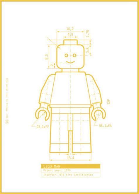 Lego Man Adapted Patent Drawing Print Icon Design Industrial 1968