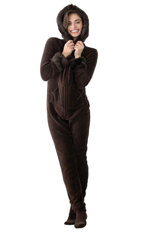 Hoodie Footie™ For Women Mink Chocolate In Women S Fleece Pajamas Pajamas For Women Pajamagram