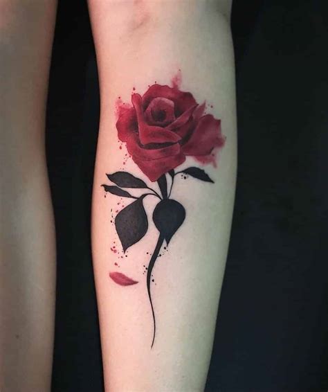 Amazingly executed red piece done in realism style. 54 Cute Roses Tattoos Ideas Worth Checking Out - Ninja Cosmico