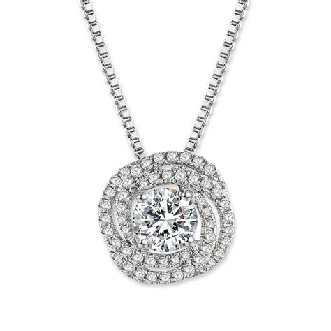 George · Smith Classic 925 Sterling Silver Pendant Necklace With 4a Cubic Zircon Diamonds