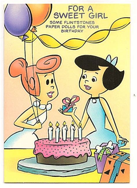 Vintage Flintstones Birthday Paperdolls Card Etsy Paper Dolls