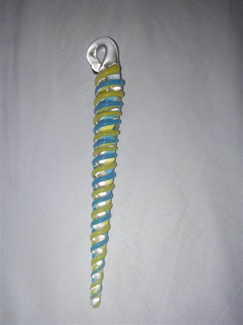 Hand Blown Glass Icicle Light Blue And Yellow Great Etsy