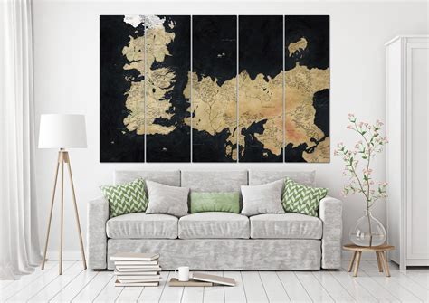 Westeros Map Extra Large Wall Decor Map Of Westeros Framed Canvas