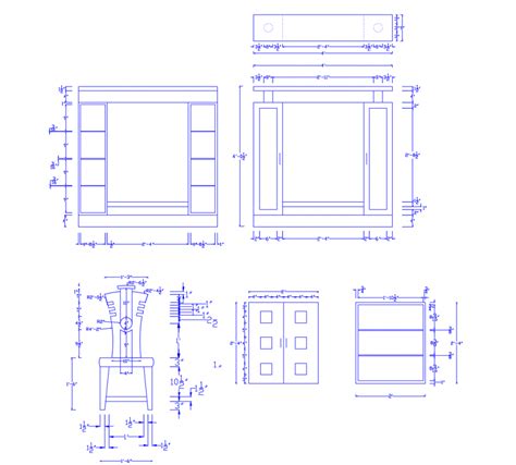 Wooden Chair And Table With Drawers Cad Drawing Details Dwg File Cadbull