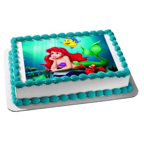 Disney The Little Mermaid Ariel Flounder Sebastian Edible Cake Topper