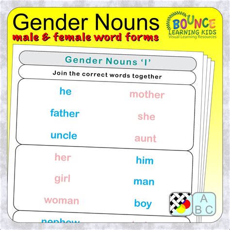 Gender Of Nouns Worksheet Gender Grade 1 Worksheet Karen Riosu