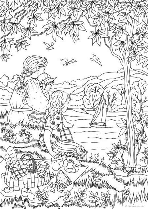 Animals children download colouring page. Country Picnic - Printable Adult Coloring Page from ...