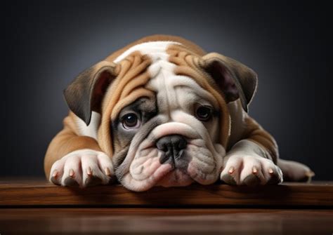 Premium Ai Image An English Bulldog Puppy With Its Adorable Wrinkled Face