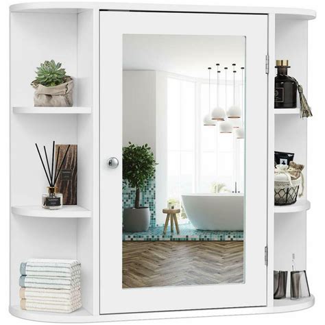 Bespoke bathroom wall cabinet with mirrored doors. Costway 6.5 in. x 25 in. x 26 in. White Multipurpose Wall ...