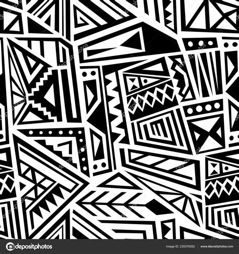 Ethnic Geometric Pattern Seamless Boho Style Vector Texture Black White