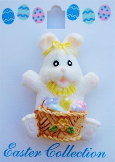 Easter Bunny And Eggs Basket Brooch Pin
