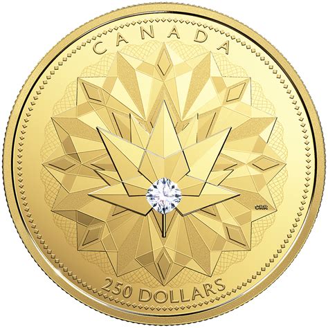 Złota moneta kolekcjonerska z diamentem, Kanada 2017, 60 gramów, 250 ...