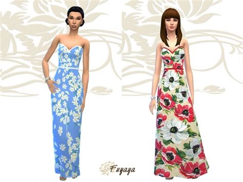 Floral Dress By Fuyaya At Sims Artists Sims 4 Updates