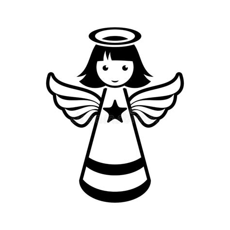 Simple Black Vector Christmas Angel Icon Stock Vector Illustration Of