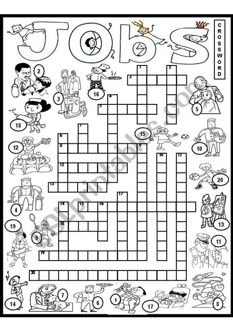 Jobs And Occupations Crossword Esl Worksheet By Amna 107