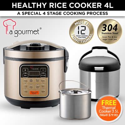 While it is also designed to be a rice steamer, we were disappointed. Qoo10 - La Gourmet Healthy Rice Cooker (4L) FREE La ...