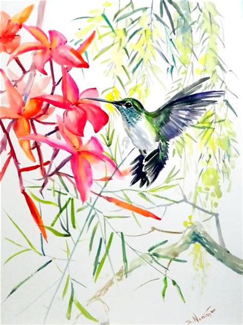 Buy Original Art By Suren Nersisyan Watercolor Painting Hummingbird