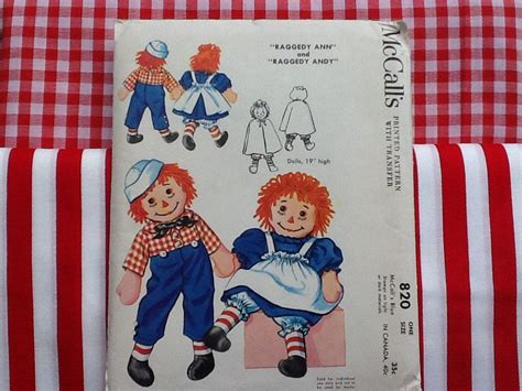 Mccalls Pattern 820 Vintage Uncut 1950s Raggedy Ann And Etsy