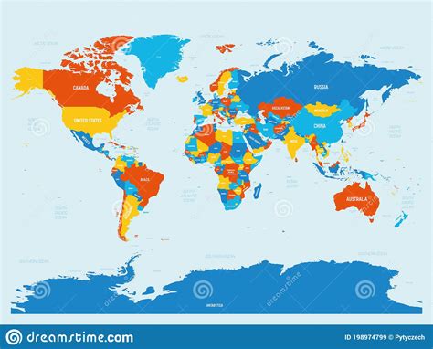 World Map 4 Bright Color Scheme High Detailed Political Map Of World