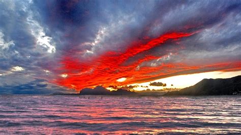 🥇 Water Sunset Ocean Clouds Landscapes Nature Red Skies Wallpaper 79996