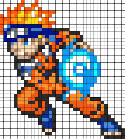 Naruto Uzumaki Pixel Art Grid Pixel Art Anime Pixel Art