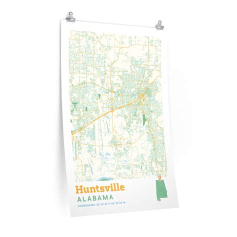 Huntsville Alabama City Street Map Poster Sun2lesvos Store