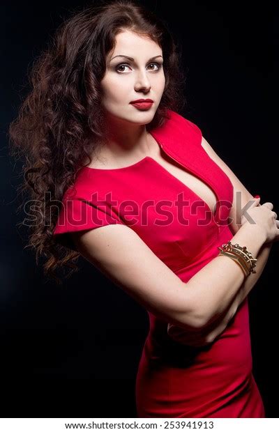 Beautiful Daring Brunette Woman Red Dress Stock Photo Edit Now