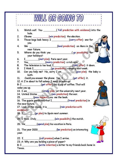 Will Vs Going To Esl Worksheet By Giovanni English Teaching