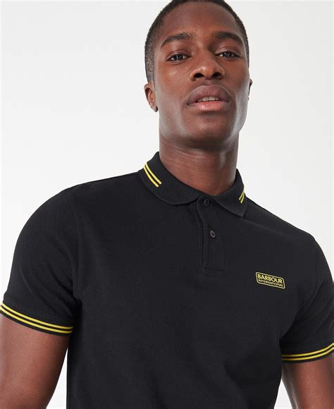 btl essential tipped polo shirt in black barbour
