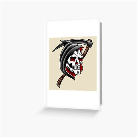 Salty Dog American Traditional Grim Reaper Greeting Card For Sale By