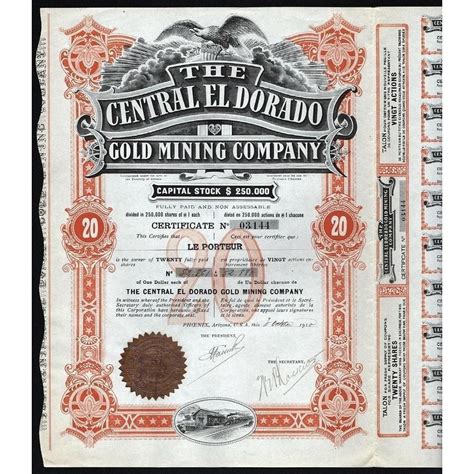 The Central El Dorado Gold Mining Company Artonpapers Gold Mining