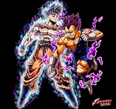 Mastered Ultra Instinct Goku Vs Ultra Ego Vegeta By Sketch King On