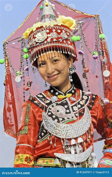 Traditional Dressed Zhuang Minority Girl Longji China Editorial Photo Image Of Minority