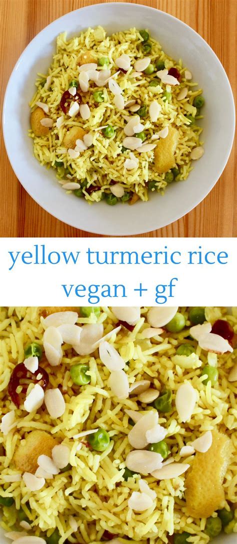 Mediterranean yellow rice (vegan, gluten free) this mediterranean yellow rice recipes will transform leftover rice with a burst of flavor from turmeric, fresh herbs vegetables, and cashews for texture. Yellow Turmeric Rice - vegan and gluten-free | Gluten free ...