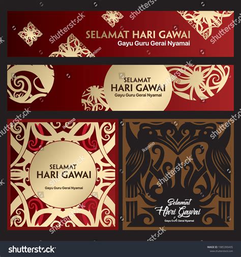 Svg Of Horizontal And Vertical Banners Template Set With Sarawak Dayak