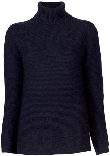 Les Copains Turtleneck Sweater In Blue Navy Lyst