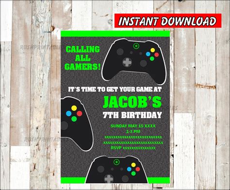 Gamer Invitation Video Game Birthday Invitation Game Over Etsy