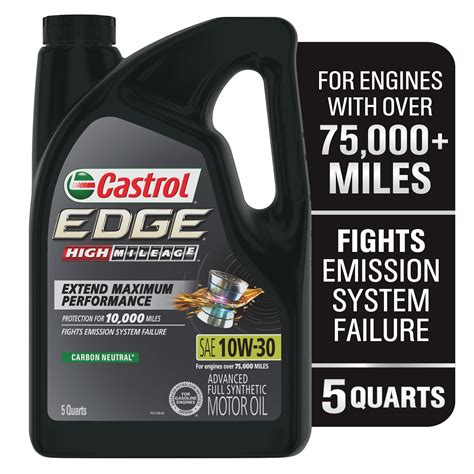 Castrol Edge High Mileage 10w 30 Advanced Full Synthetic Motor Oil 5