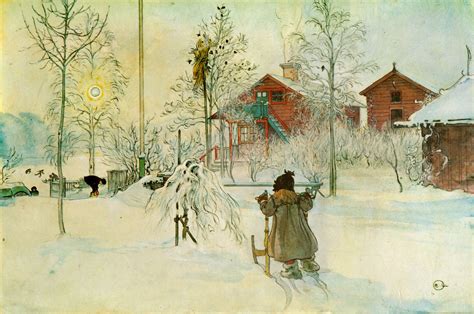Carl Larsson Winter Sun Wintersonne Or The Yard And Washhouse