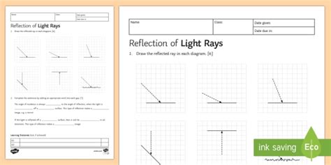Law Of Reflection Worksheet Answers