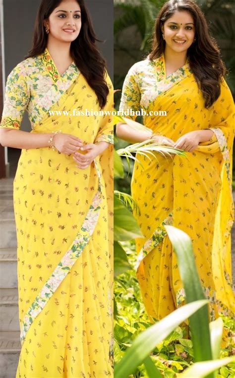 Keerthy Suresh In Yellow Saree Fashionworldhub