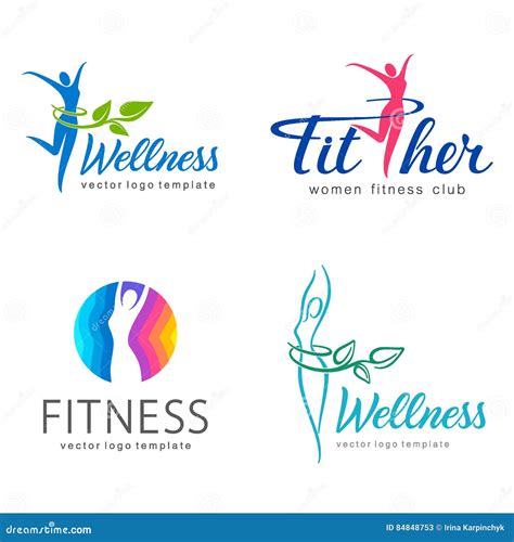 Fitness And Wellness Vector Logo Design Stock Vector Illustration Of