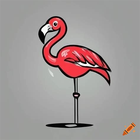 Cartoon Flamingo Wearing A Red T Shirt