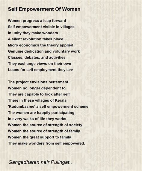 Self Empowerment Of Women Poem By Gangadharan Nair Pulingat Poem Hunter