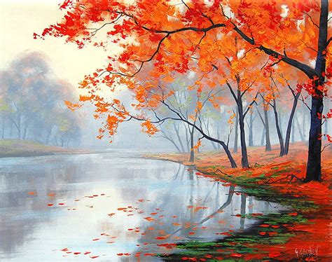Lake Painting Autumn Painting Oil Painting On Canvas Original Oil