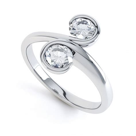 2 Stone Swirling Round Diamond Engagement Ring