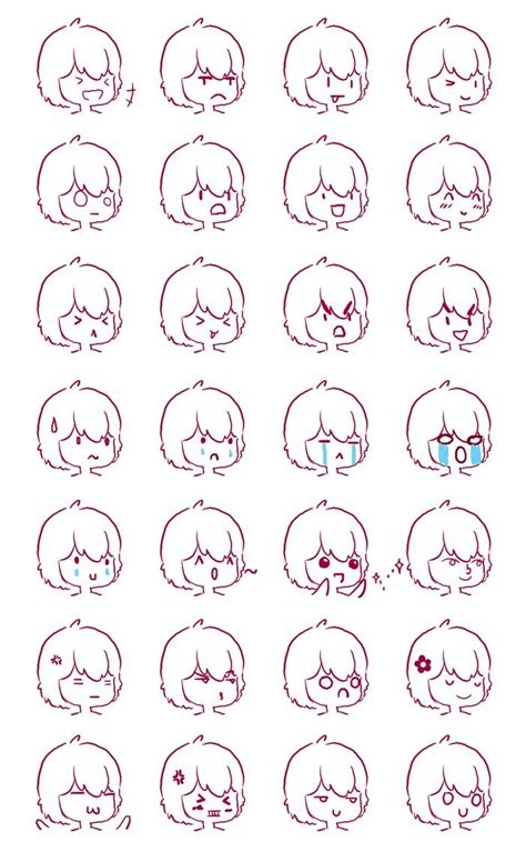 Anime Faces Different Expressions Emotions Chibi How